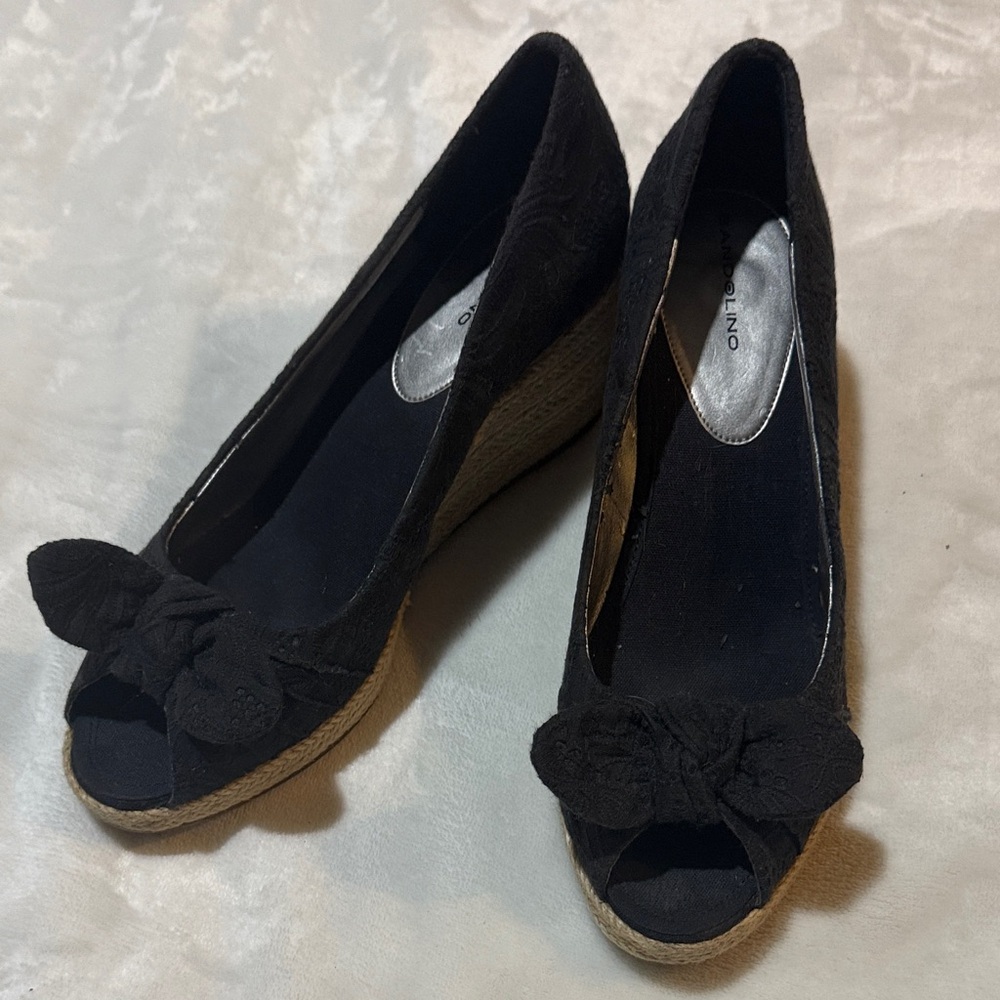 Bandolino Black Peep Toe Wedge Shoes